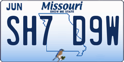MO license plate SH7D9W