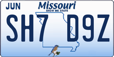 MO license plate SH7D9Z