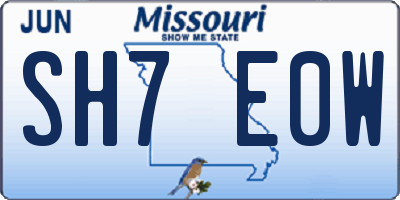 MO license plate SH7E0W