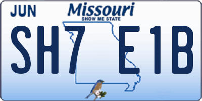MO license plate SH7E1B