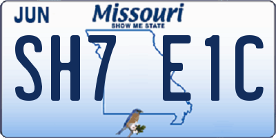 MO license plate SH7E1C
