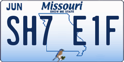 MO license plate SH7E1F