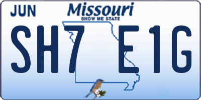 MO license plate SH7E1G