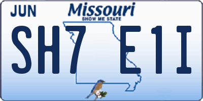 MO license plate SH7E1I