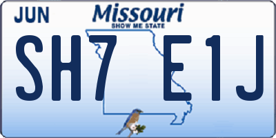 MO license plate SH7E1J