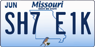 MO license plate SH7E1K