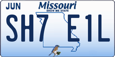 MO license plate SH7E1L