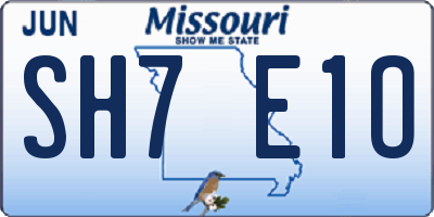 MO license plate SH7E1O