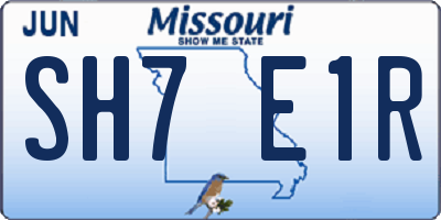 MO license plate SH7E1R