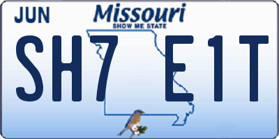 MO license plate SH7E1T