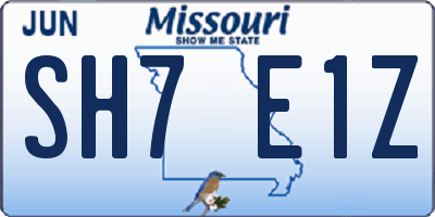 MO license plate SH7E1Z