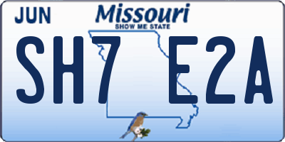 MO license plate SH7E2A