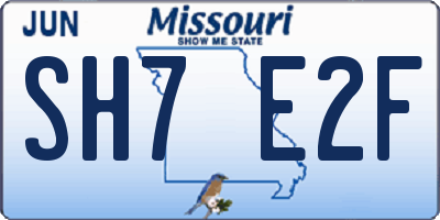 MO license plate SH7E2F
