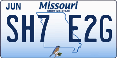 MO license plate SH7E2G