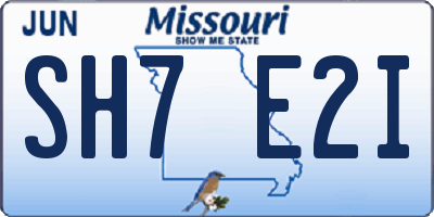 MO license plate SH7E2I
