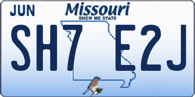 MO license plate SH7E2J