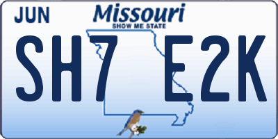 MO license plate SH7E2K