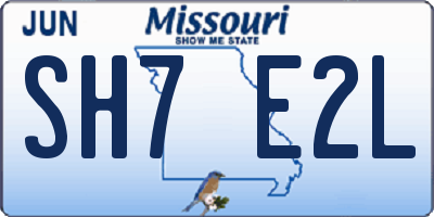 MO license plate SH7E2L