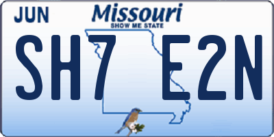 MO license plate SH7E2N