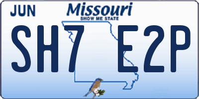 MO license plate SH7E2P