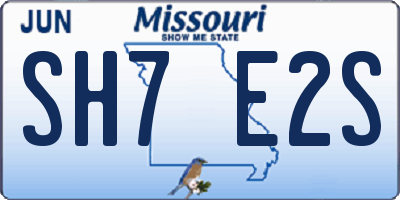 MO license plate SH7E2S