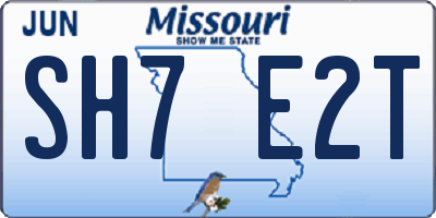MO license plate SH7E2T