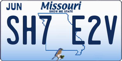 MO license plate SH7E2V