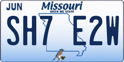 MO license plate SH7E2W
