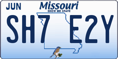 MO license plate SH7E2Y