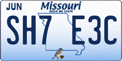 MO license plate SH7E3C