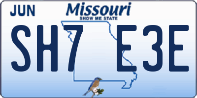 MO license plate SH7E3E