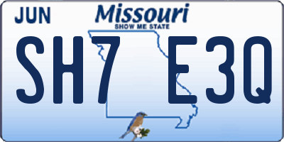 MO license plate SH7E3Q