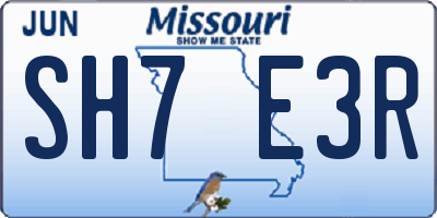 MO license plate SH7E3R