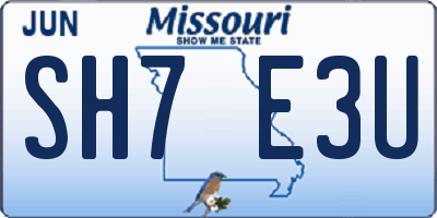 MO license plate SH7E3U