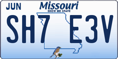 MO license plate SH7E3V