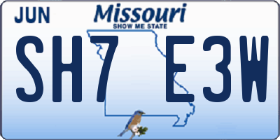 MO license plate SH7E3W