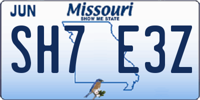MO license plate SH7E3Z
