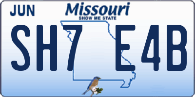 MO license plate SH7E4B