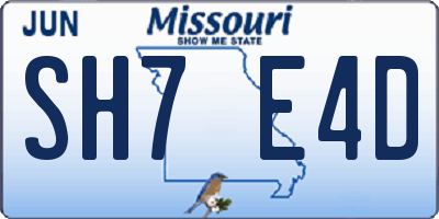MO license plate SH7E4D