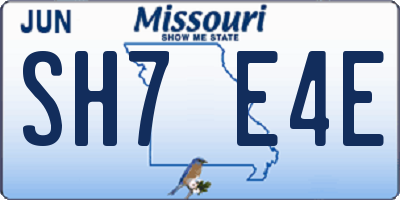 MO license plate SH7E4E
