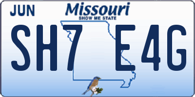 MO license plate SH7E4G