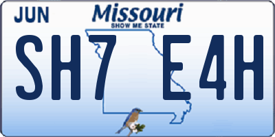 MO license plate SH7E4H