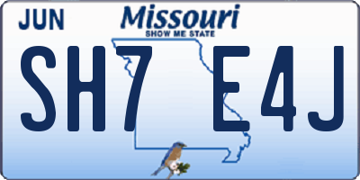 MO license plate SH7E4J
