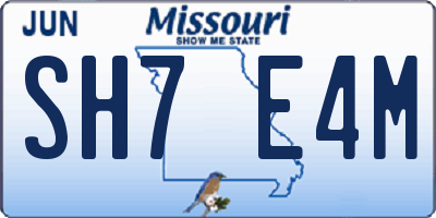 MO license plate SH7E4M