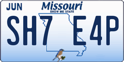 MO license plate SH7E4P