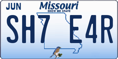 MO license plate SH7E4R