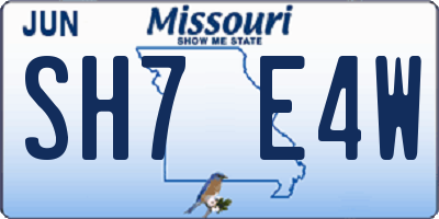 MO license plate SH7E4W