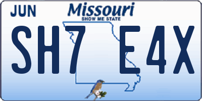 MO license plate SH7E4X