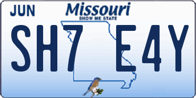 MO license plate SH7E4Y