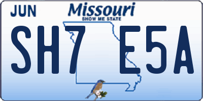 MO license plate SH7E5A